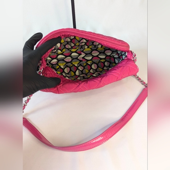 Vera Bradley Quilted Shoulder Bag Hot Pink Patent Leather Barbie Barbiecore EUC - Picture 5 of 10